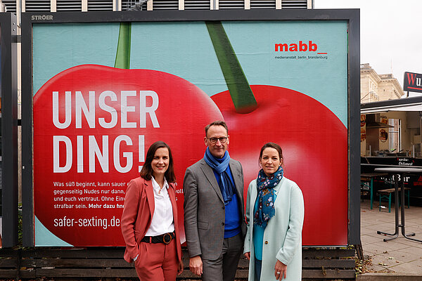 Dr. Eva Flecken (mabb), Dr. Tobias Schmid (LFM NRW) und Eva-Maria Sommer (MA HSH), v.l.n.r.